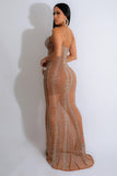 Elegant Solid Color Gauze Suspender Maxi Dress for Women