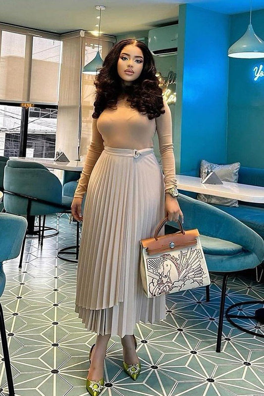 Chic High Waist Lace-Up Asymmetrical Midi Skirt
