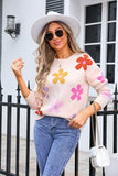 Floral Elegance Crew-Neck Sweater