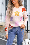 Floral Elegance Crew-Neck Sweater