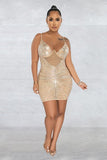 Elegant Halter Neck Mesh Skirt Dress with Press Drill Detail