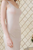 Elegant V-Neck Silk-Like Knit Slip Dress