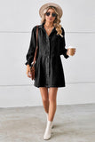 RELAXED FIT LONG SLEEVE PATCHWORK DENIM DRESS