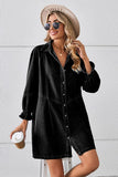 RELAXED FIT LONG SLEEVE PATCHWORK DENIM DRESS