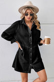 RELAXED FIT LONG SLEEVE PATCHWORK DENIM DRESS