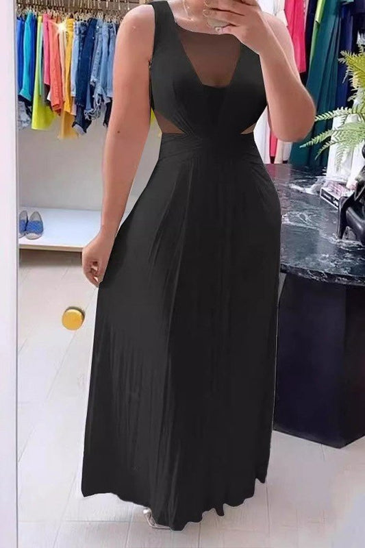 Daring Backless Pleated Dress with Elastic Waist in Fluorescent Style
