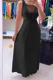 Daring Backless Pleated Dress with Elastic Waist in Fluorescent Style