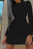 Elegant Solid Color Long-Sleeved Bodycon Dress