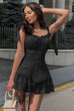 Elegant Pleated Waist Peplum Dress with Tape-Back Design