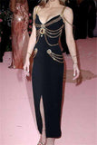 Glamorous Gold Chain Bodycon Dress