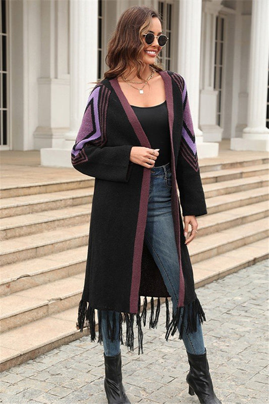Fringe Knit Elegance Cardigan Coat for Women