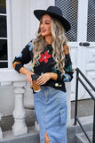 Floral Elegance Crew-Neck Sweater