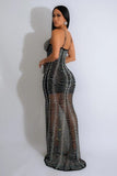 Elegant Solid Color Gauze Suspender Maxi Dress for Women