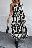 Chic Long-Sleeved Dress with Asymmetrical Shoulders