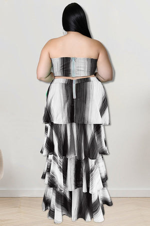 Chic Strapless Vertical Stripe Dress