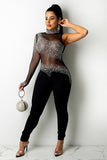 Seductive Sheer Slim-Fit One-Piece Nightclub Ensemble