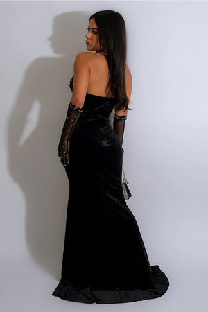 Chic Halter Neck High-Slit Evening Gown