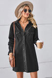 Relaxed Fit Denim Cowl Neck Dress