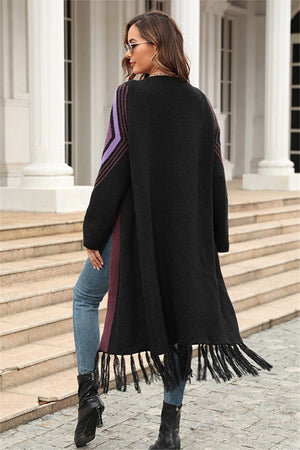 Fringe Knit Elegance Cardigan Coat for Women