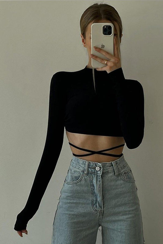 Zebra Chic Lace-Up Halter Top for Effortless Style
