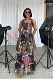 Chic Printed Dress with Defined Neckline and Waist
