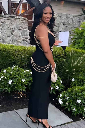 Glamorous Gold Chain Bodycon Dress