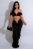 Chic Strapless Pleated Skirt Two-Piece Ensemble