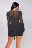 Chic Drawstring Faux Two-Piece Sheer Bodycon Dress with Butt-Enhancing Design