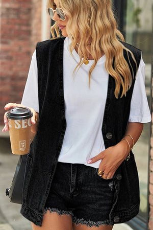 DENIM SLEEVELESS HIPSTER VEST