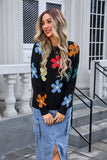Floral Elegance Crew-Neck Sweater