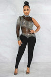 Seductive Sheer Slim-Fit One-Piece Nightclub Ensemble