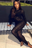 CHIC BLACK LONG SLEEVE SHEER JUMPSUIT