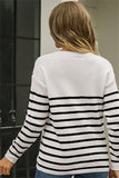 Colorful Button Accent Patchwork Sweater