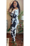 Chic Printed Short Sleeve One-Shoulder Stretchable Slim-Fit Romper