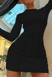 Elegant Solid Color Long-Sleeved Bodycon Dress