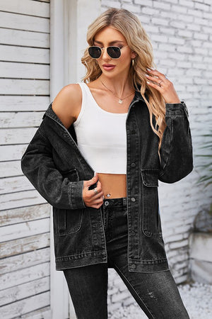 Distressed Casual Long-Sleeved Denim Jacket