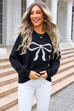 Chic Bow-Detail Long-Sleeved Sweater in Solid Colors