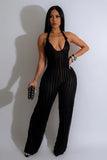 Chic Backless Deep V-Neck Pleated Halter Rompers in Solid Colors