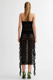 Chic Patchwork Perspective Long Dress with Sexy Line Neck Design