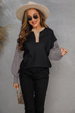 Chic Round Neck Puff Sleeve Sweater with Button Detail