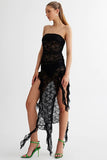 Chic Patchwork Perspective Long Dress with Sexy Line Neck Design