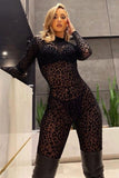 CHIC BLACK LONG SLEEVE SHEER JUMPSUIT