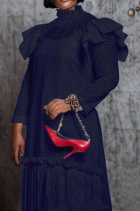Chic Hollow-Out Long Sleeve Blouse and Halter Skirt Two-Piece Ensemble