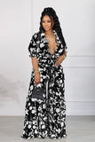 Chic Plus-Size V-Neck Suit with Flared Edges and Wide Leg Design