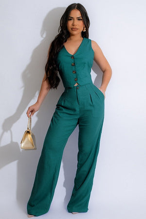 Chic Linen Vest Suit Set