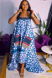 Floral Print Halter Neck Dress with Elegant Flowing Skirt
