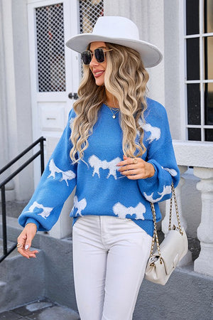 Elegant Bow Detail Crew Neck Sweater