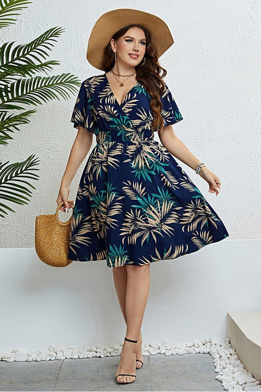 Elegant V-Neck Dress with Tailored Waistline