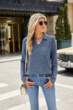 Lapel Pocket Oversized Long-Sleeve Top in Solid Colors