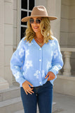 Vibrant V-Neck Printed Cardigan with Button Closure and Long Sleeves